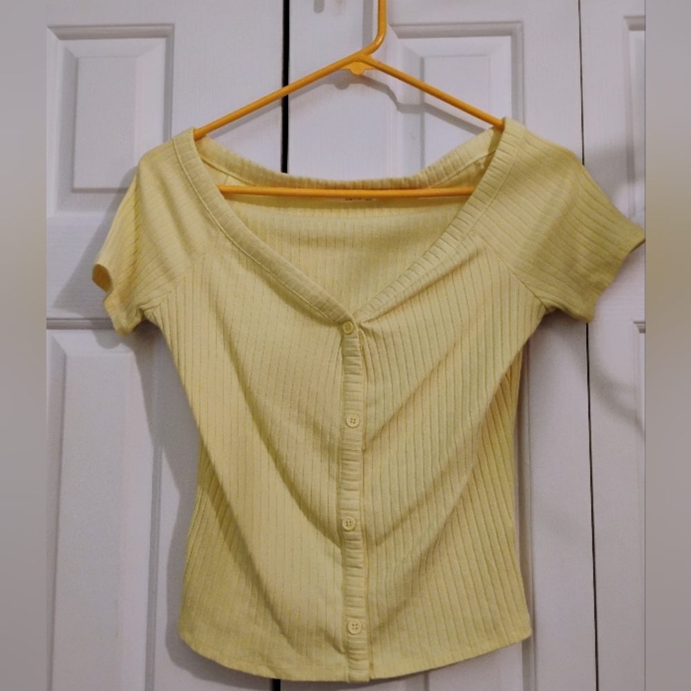 Timing Off the Shoulder Ribbed Henley Sz L